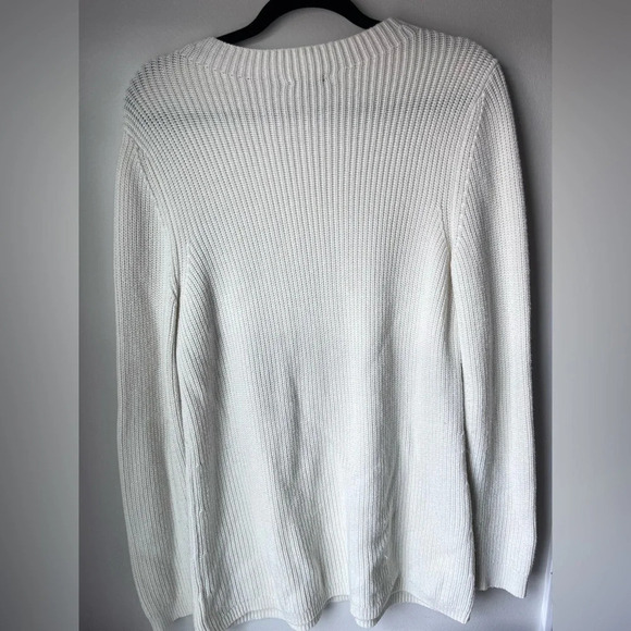 Talbots Sweater Women X Off White Cable Knit nylon Lambs Wool blend comfy cozy - Picture 2 of 7